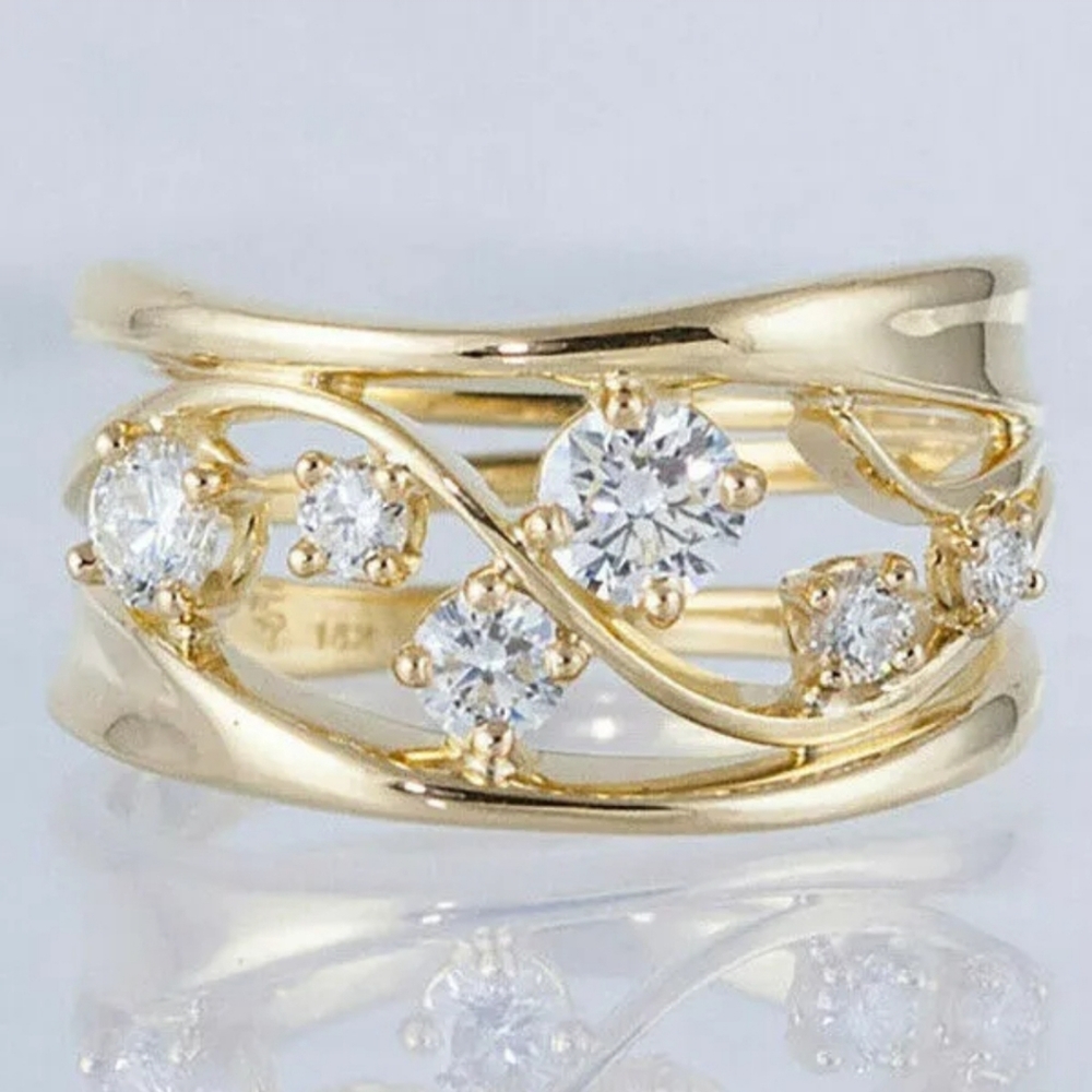 Fashion 18kGold plated/white sapphire Ring woman jewelry cut cubic Zirconia ring